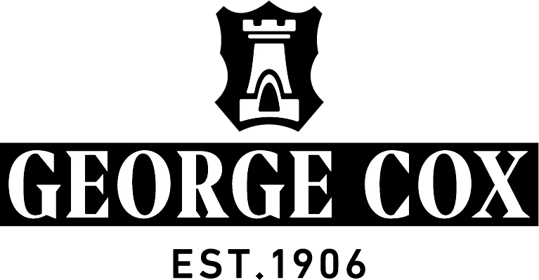 The image shows the George Cox logo with a stylized castle tower above the name in bold capital letters.
