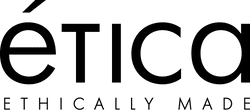 The image shows the word "ética" in bold, lowercase letters, with "ETHICALLY MADE" written smaller beneath it.