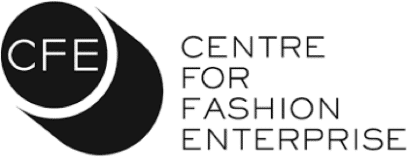 Logo of the Centre for Fashion Enterprise featuring the initials "CFE" in a black circular shape, with the text "Centre for Fashion Enterprise" to the right.