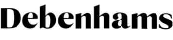 Black text logo reading "Debenhams" on a transparent background.