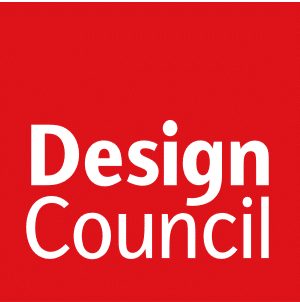 Red square with white text reading "Design Council.