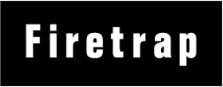 Black rectangle with the word "Firetrap" written in white, bold font.