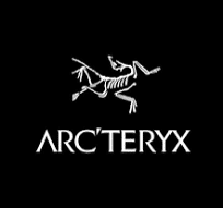 Arc'teryx logo featuring a stylized skeletal bird design above the brand name on a black background.