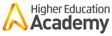 Logo of the Higher Education Academy featuring an abstract yellow and orange symbol on the left and the text "Higher Education Academy" on the right.