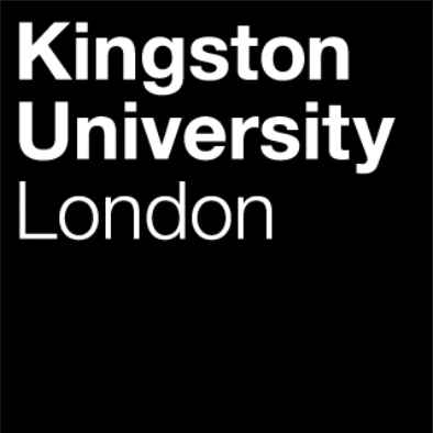Black background with white text reading "Kingston University London.