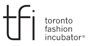 Logo of Toronto Fashion Incubator with stylized "tfi" on the left and the text "toronto fashion incubator" on the right.