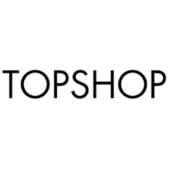 The image shows the Topshop logo in black uppercase letters on a white background.