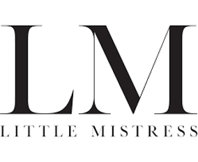 The image shows the logo for "Little Mistress" with large initials "LM" above the brand name.