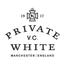 Private White V.C. logo with a crest and the year 1917. Text reads "Manchester, England.