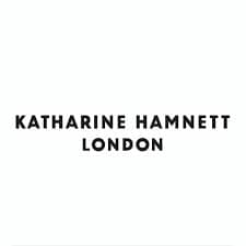 Text reading "KATHARINE HAMNETT LONDON" in bold, black letters on a white background.