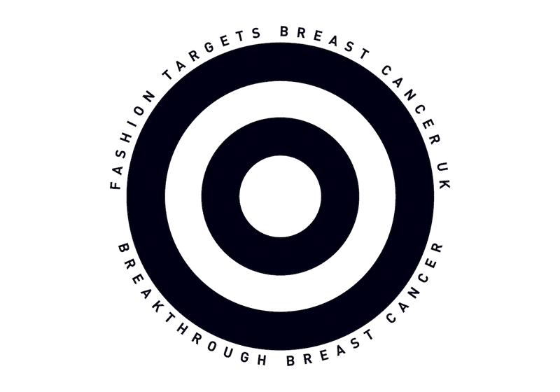 Target-style logo with concentric circles. Text reads: "Fashion Targets Breast Cancer UK" and "Breakthrough Breast Cancer.