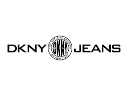 DKNY Jeans logo featuring bold black text "DKNY JEANS" with a circular emblem in the center.
