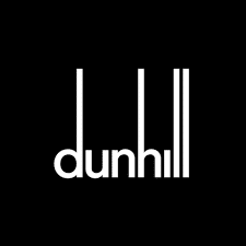 Black square image featuring the "dunhill" logo in white lowercase letters, with three vertical lines extending from the "h" and "l"s.