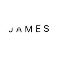 The image shows the word "JAMES" in black, uppercase letters on a white background.