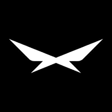 A symmetrical white shape resembling stylized bird wings on a black background.