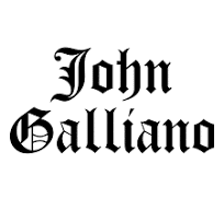 Gothic-style text logo saying "John Galliano" in black on a white background.